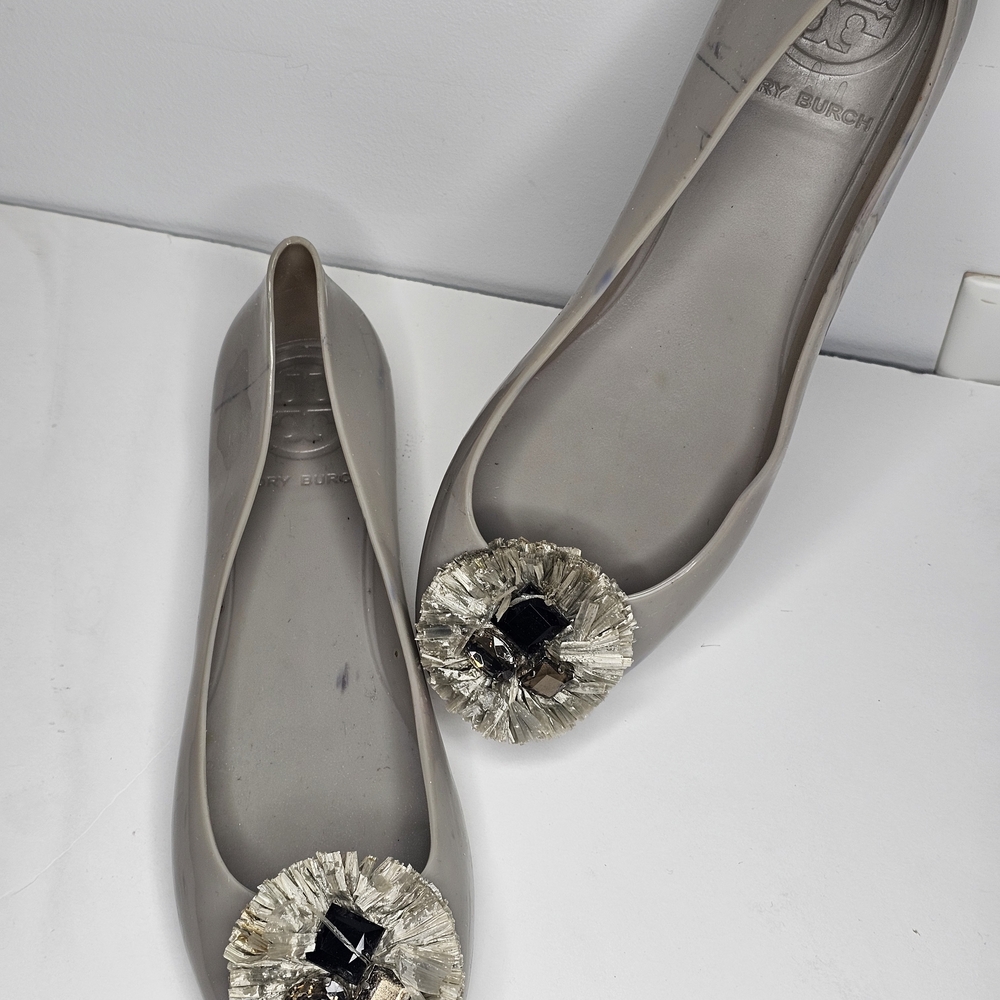 Tory Burch Silver Flats with Decorative Accents - Picture 8 of 8